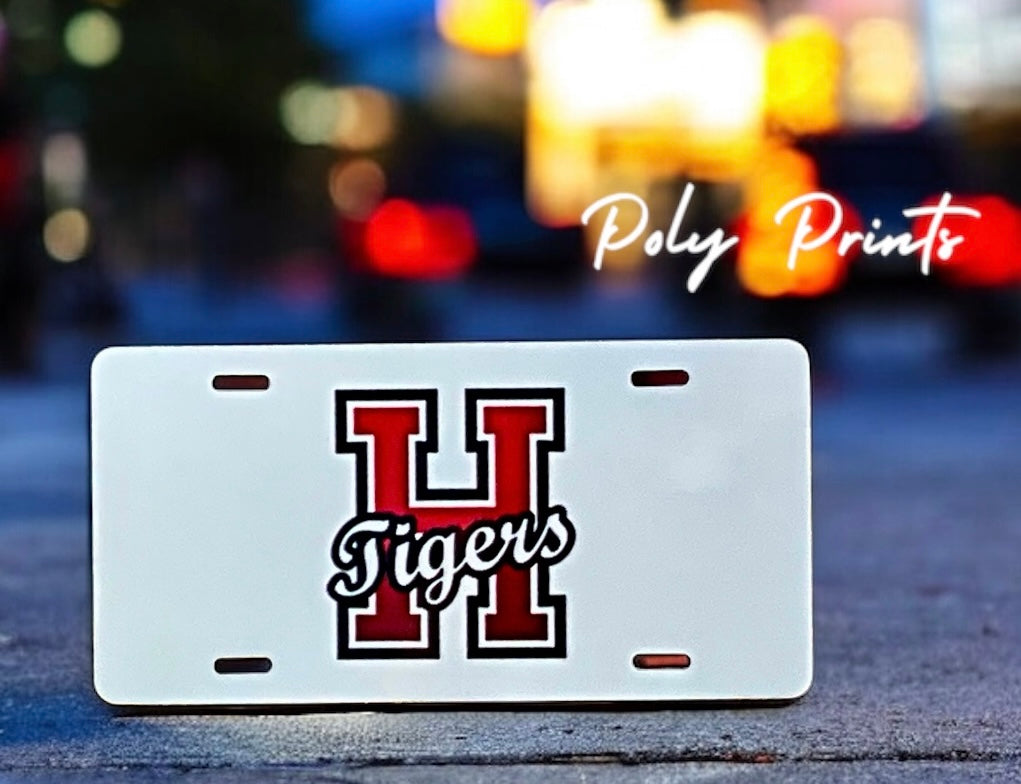 Aluminum Front License Plate (Hollis Tigers Logo)