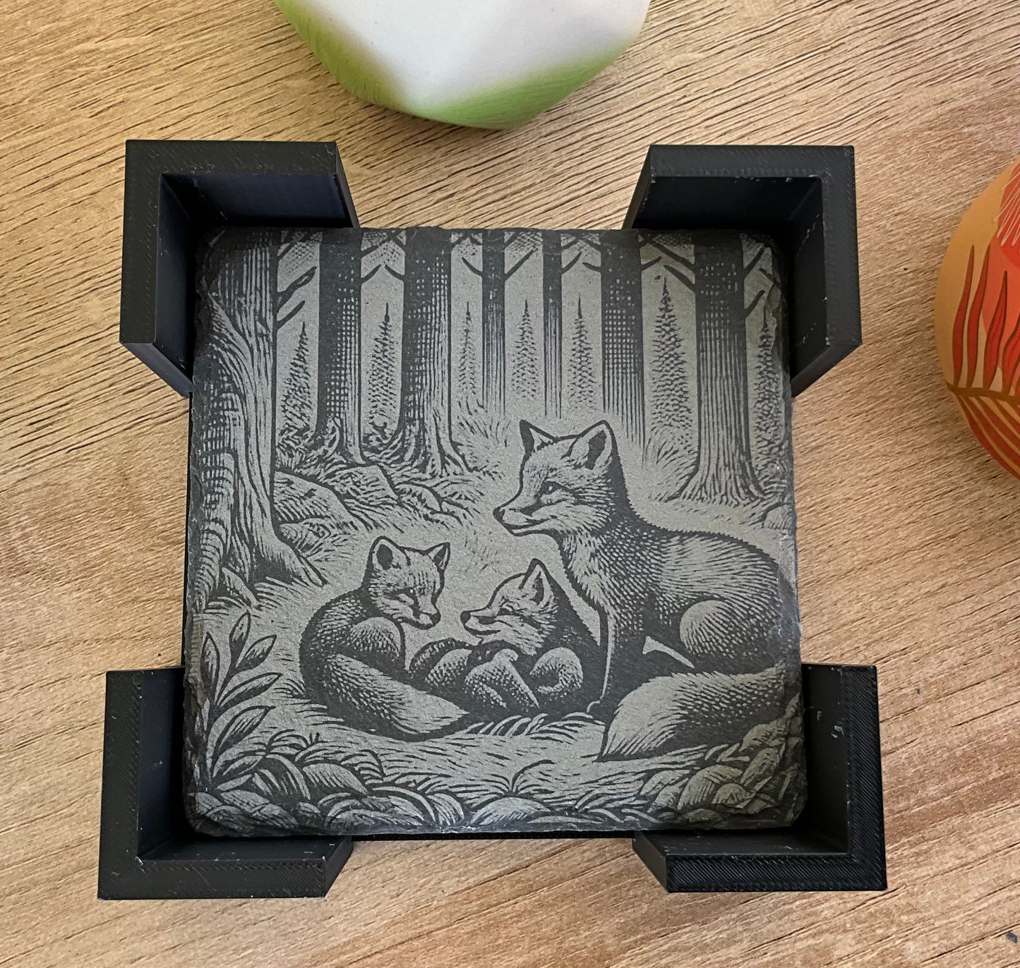 Fox Lover's Coaster Set - Vibrant Wildlife Art - Scratch Resistant - Set of 4 - Rustic Home Decor