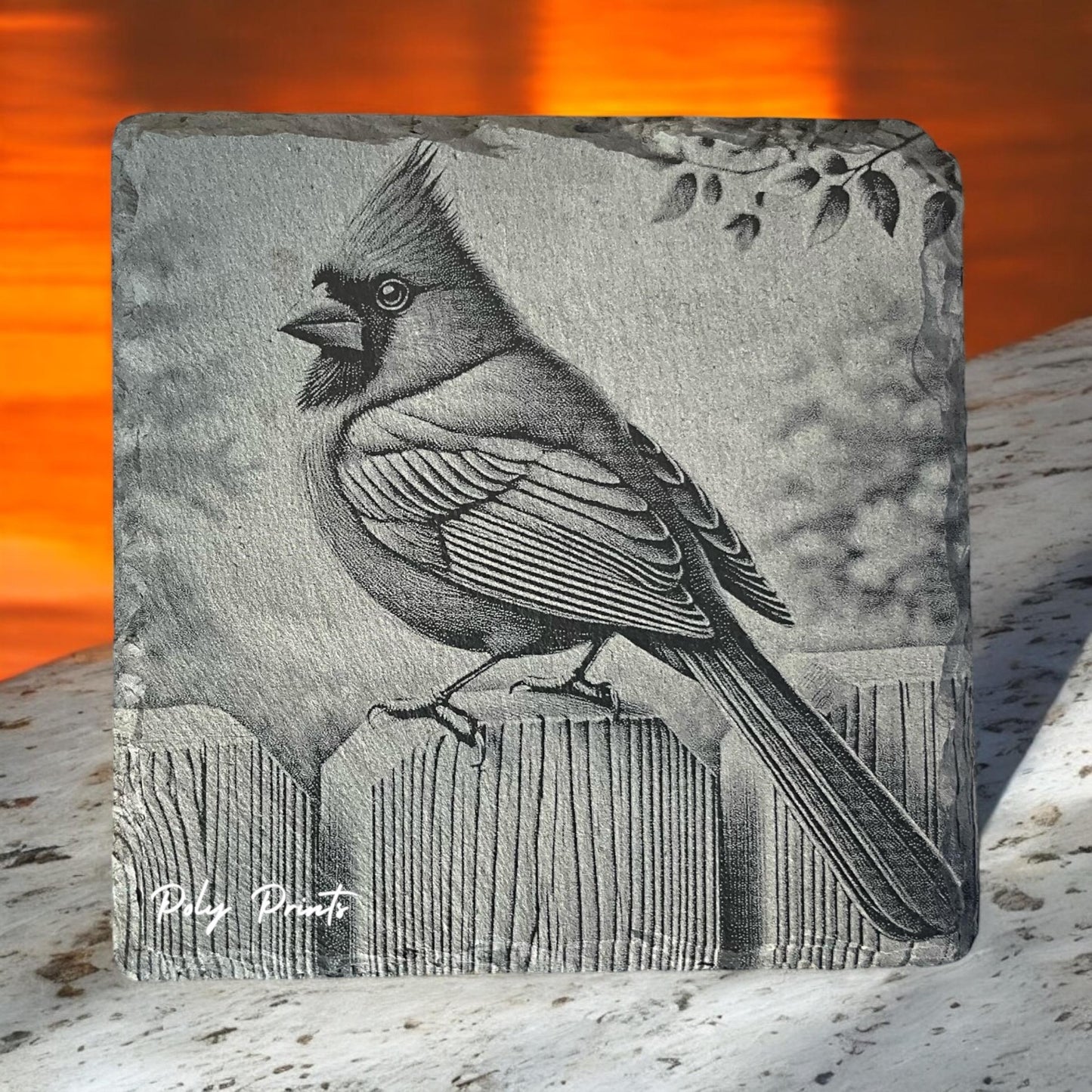 Cardinal Coasters with Holder - Set of 4 Absorbent Stone Coasters with Vibrant Bird Design | Nature-Themed Home Decor