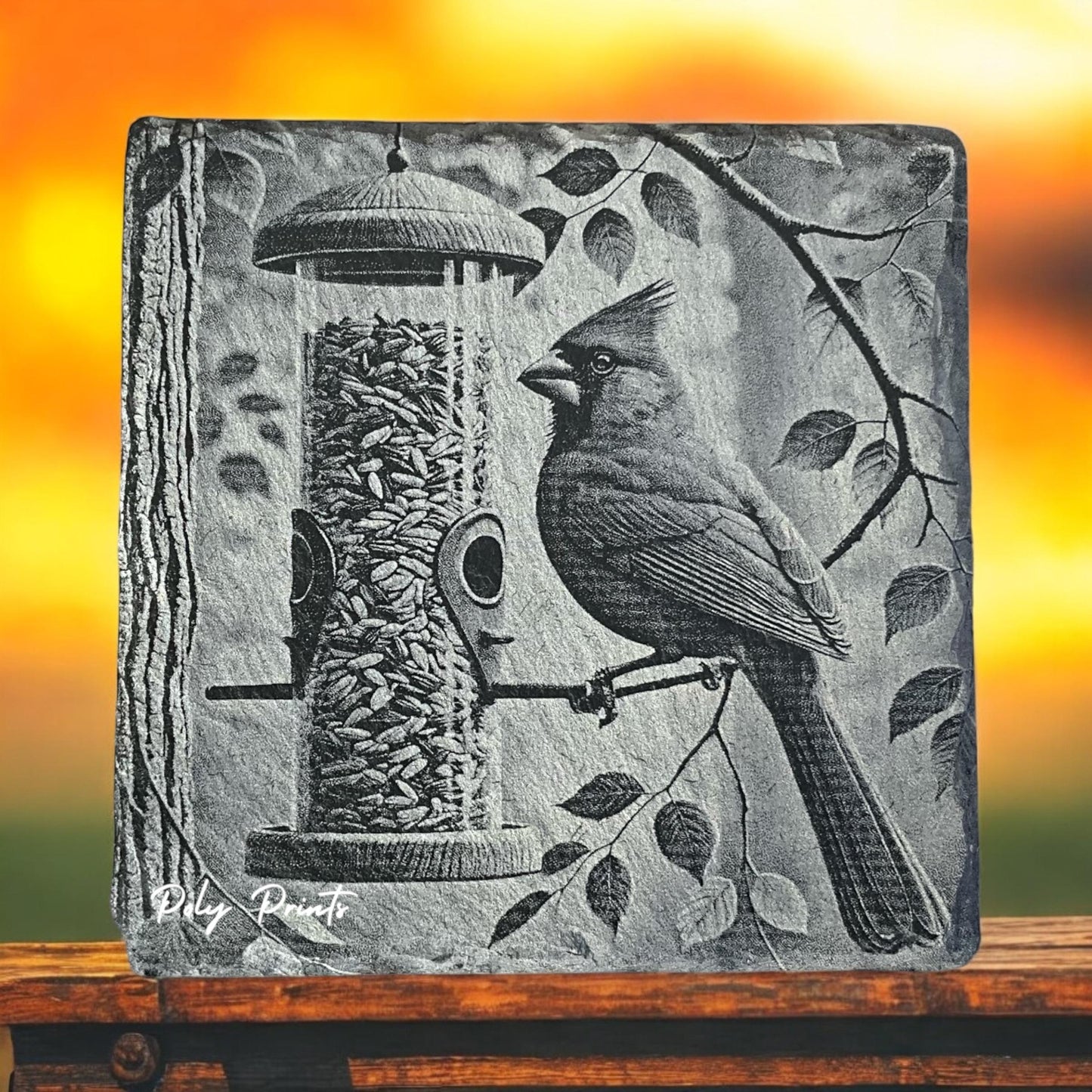 Cardinal Coasters with Holder - Set of 4 Absorbent Stone Coasters with Vibrant Bird Design | Nature-Themed Home Decor