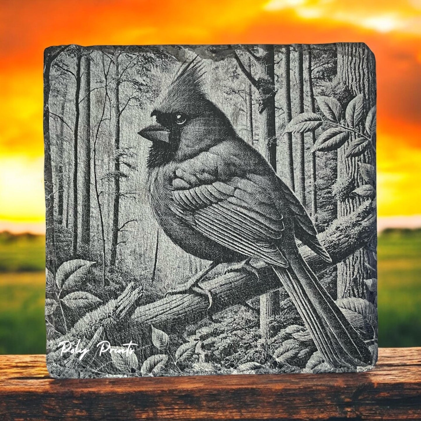 Cardinal Coasters with Holder - Set of 4 Absorbent Stone Coasters with Vibrant Bird Design | Nature-Themed Home Decor